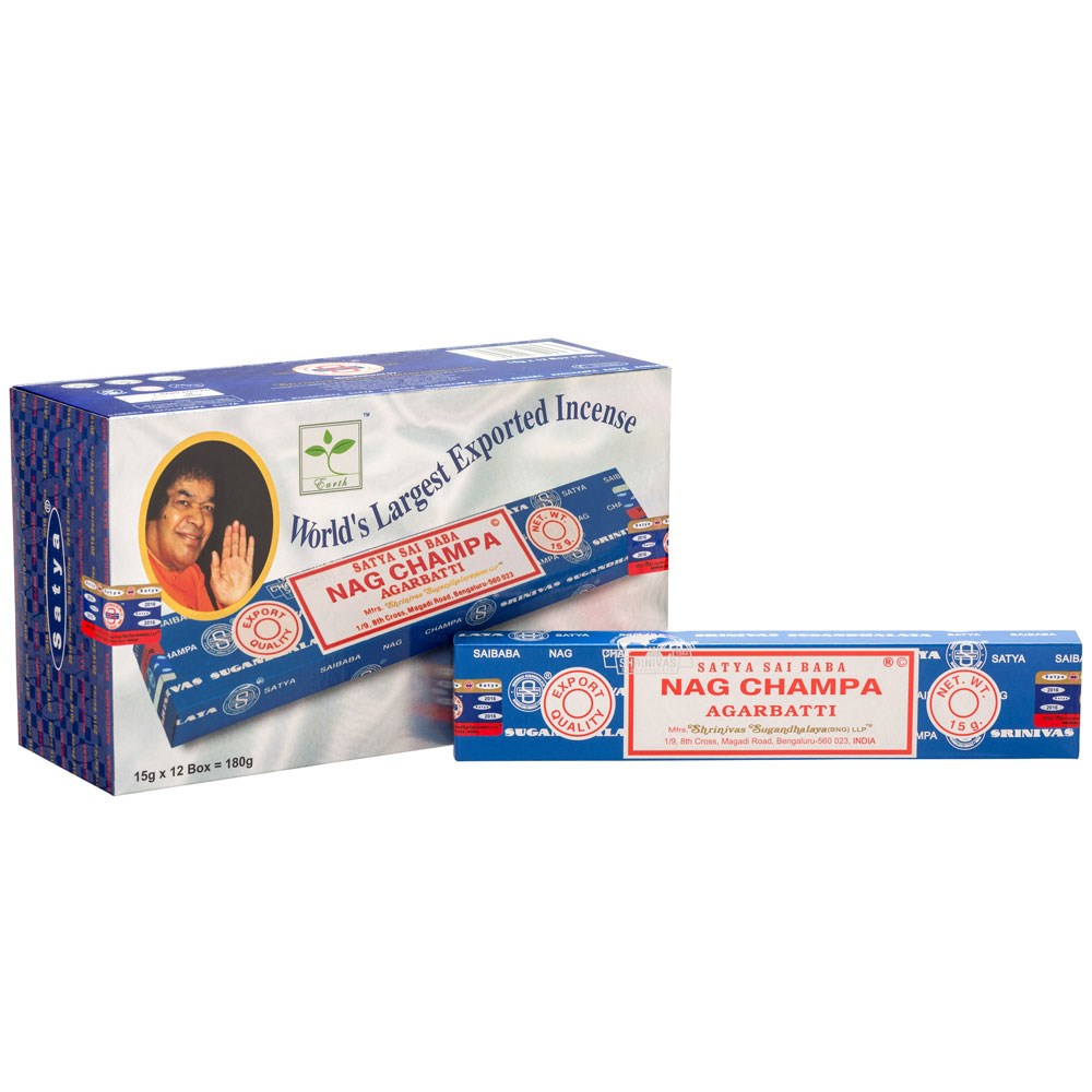 Nag Champa Box by Satya (12 Packs Nagchampa Incense Sticks)