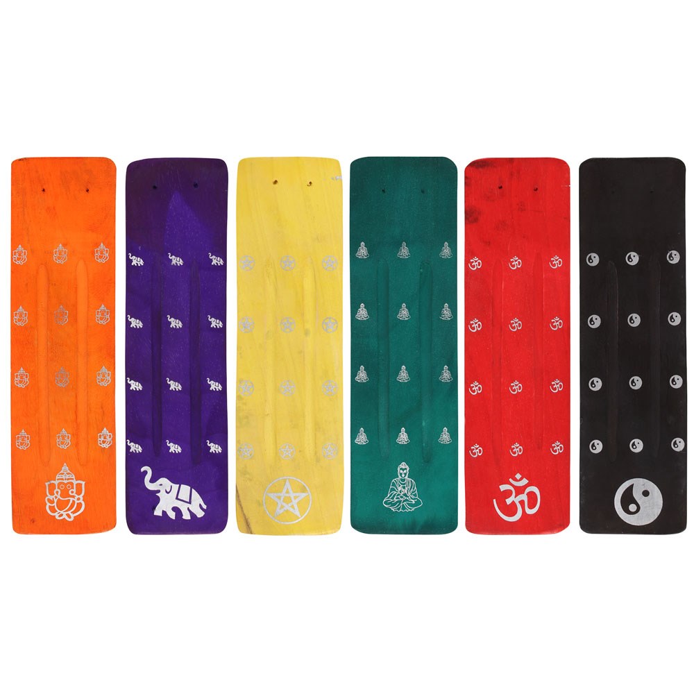 Large Colourful Painted Ash Catcher Incense Holder - Pack of 6